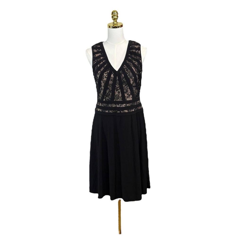 Woman’s Adrianna Papell lace illusion sleeveless stretchy dress size 8